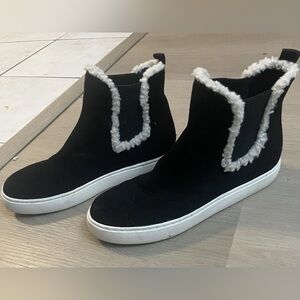 Lucky Brand Black Shearling Trim Ankle Boots